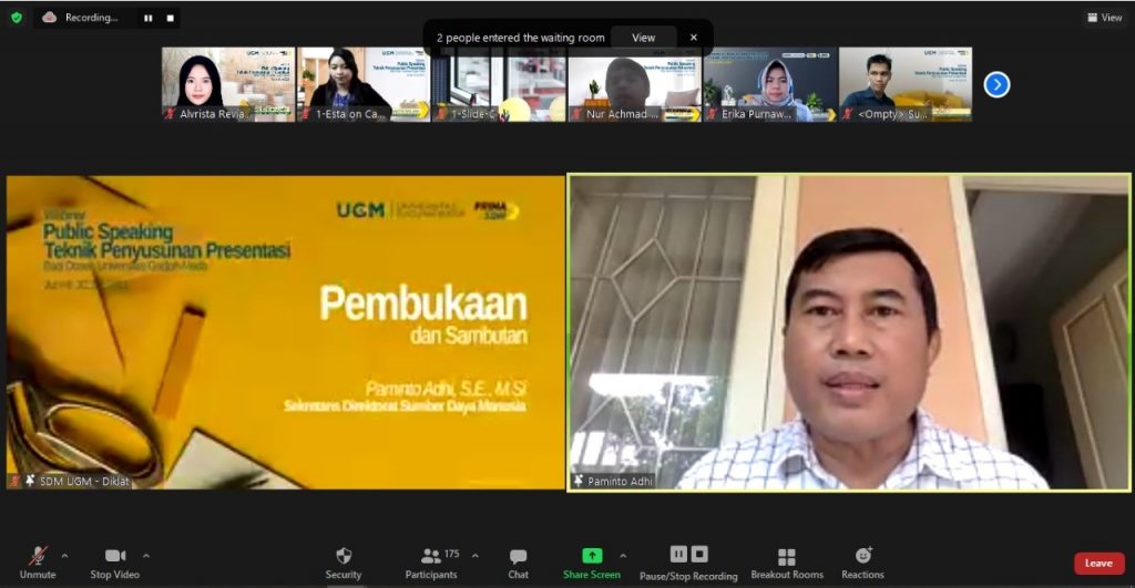 Webinar Bagi Dosen Ugm Public Speaking Dan Teknik Penyusunan Presentasi Tahun 2021 Direktorat